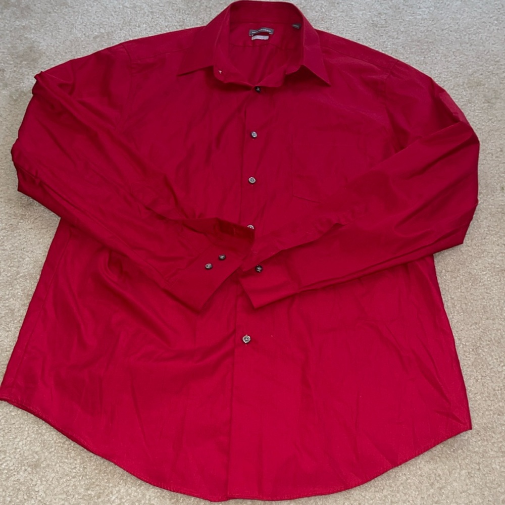 Men Red Van Heusen Button Down